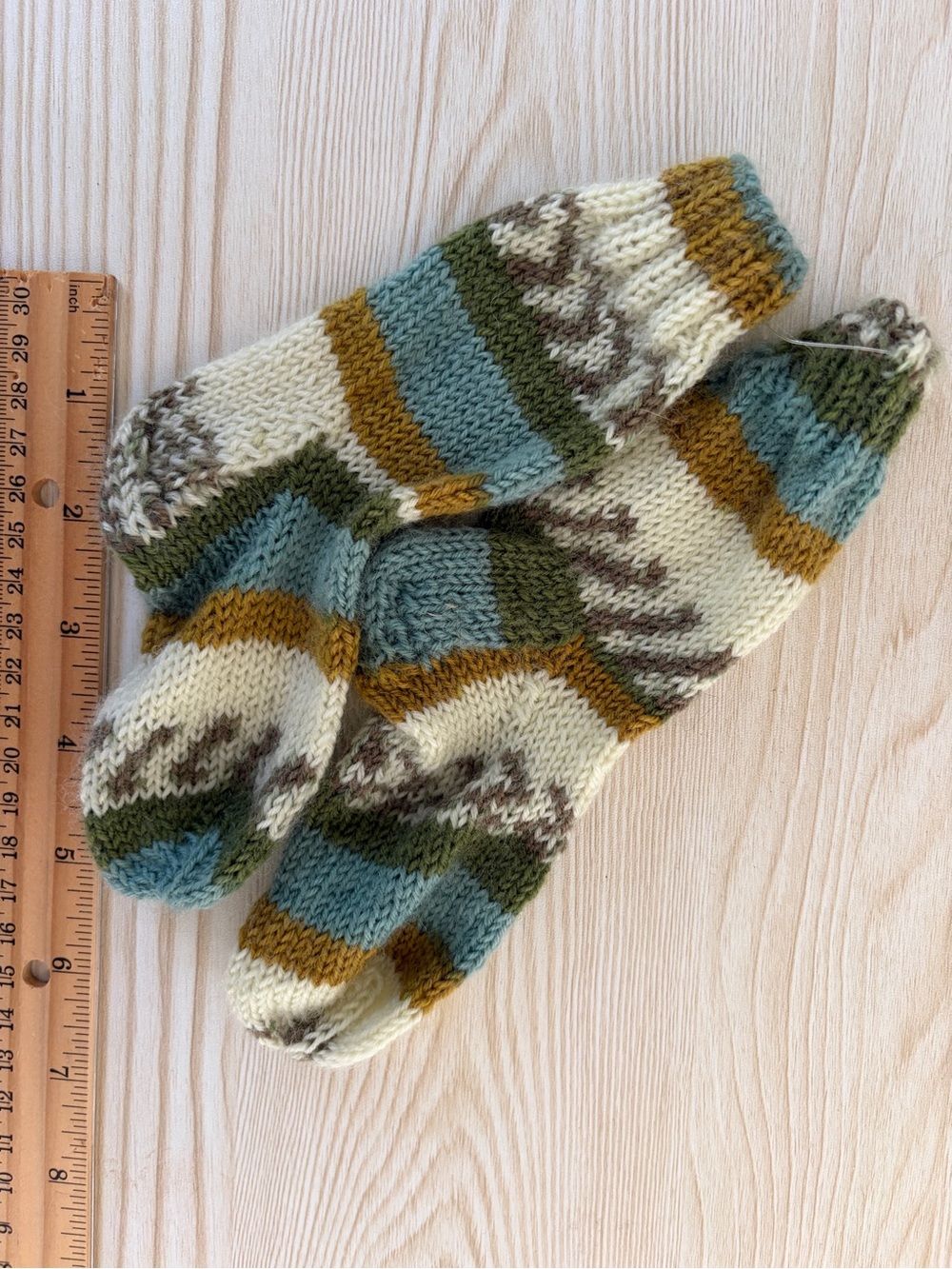 Hand knit Danish wool baby socks - lot of 3